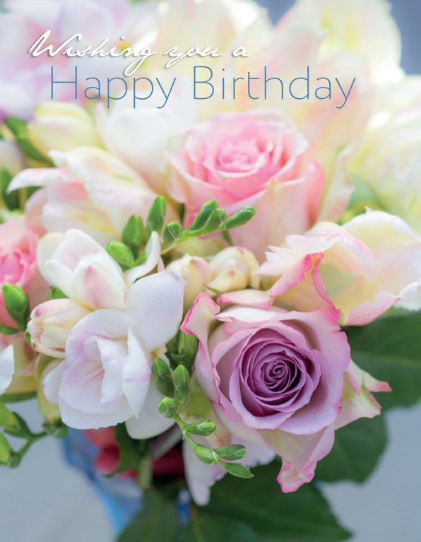 Birthday Card - Roses And Freesias - The Christian Gift Company