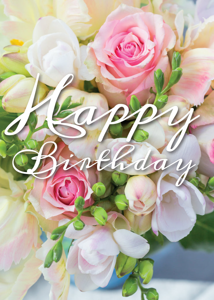 Birthday Card - Roses and Freesias - The Christian Gift Company