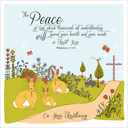 Christening Card - Rabbits - The Christian Gift Company