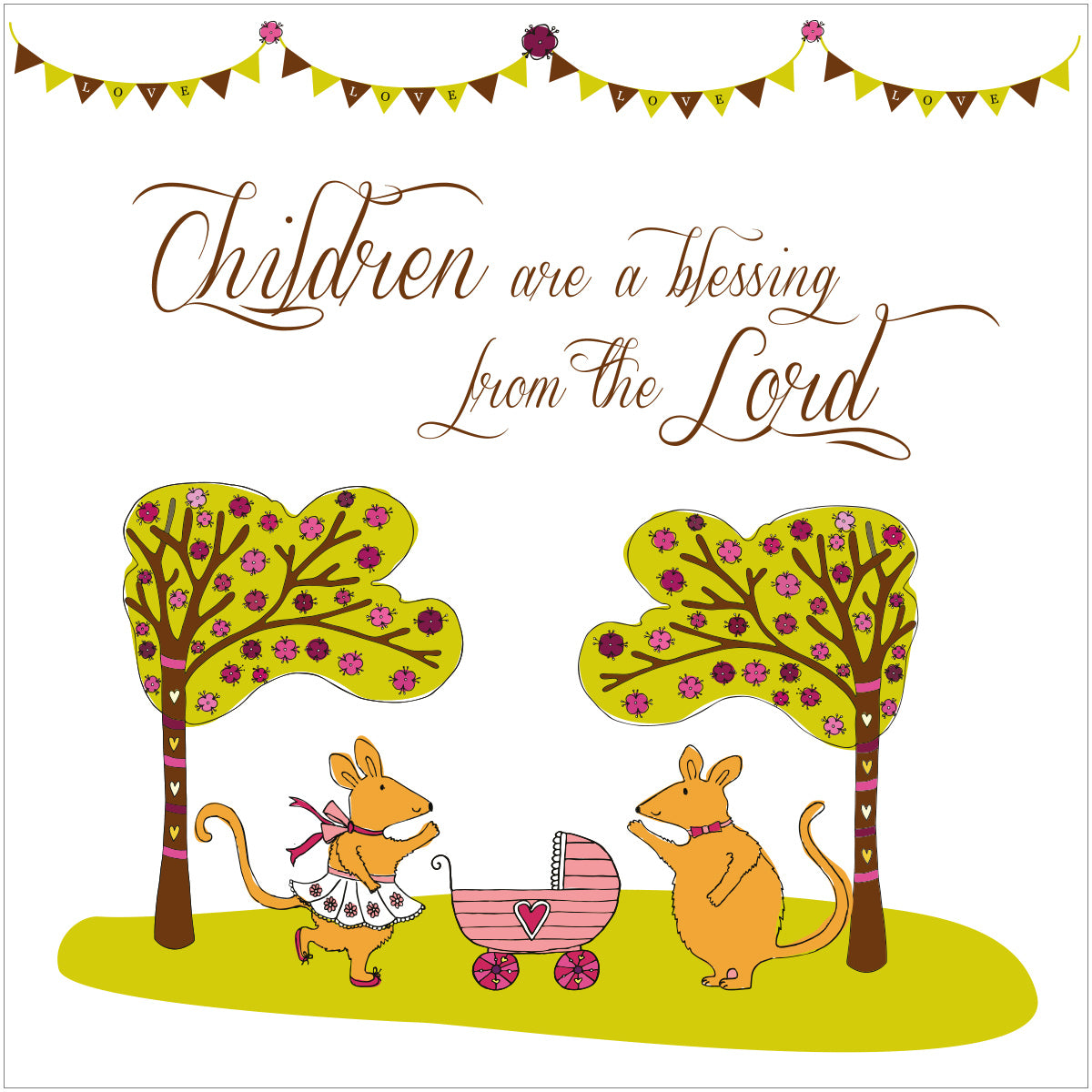 New Baby Girl Card - Mice - The Christian Gift Company