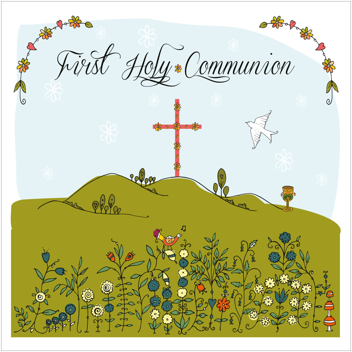 First Communion Card - Cross/Hill - The Christian Gift Company