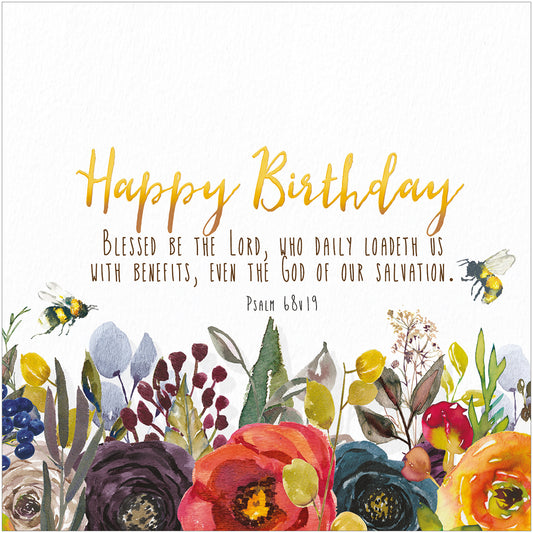 Birthday Card - Bees/Psalm 68:19 - The Christian Gift Company