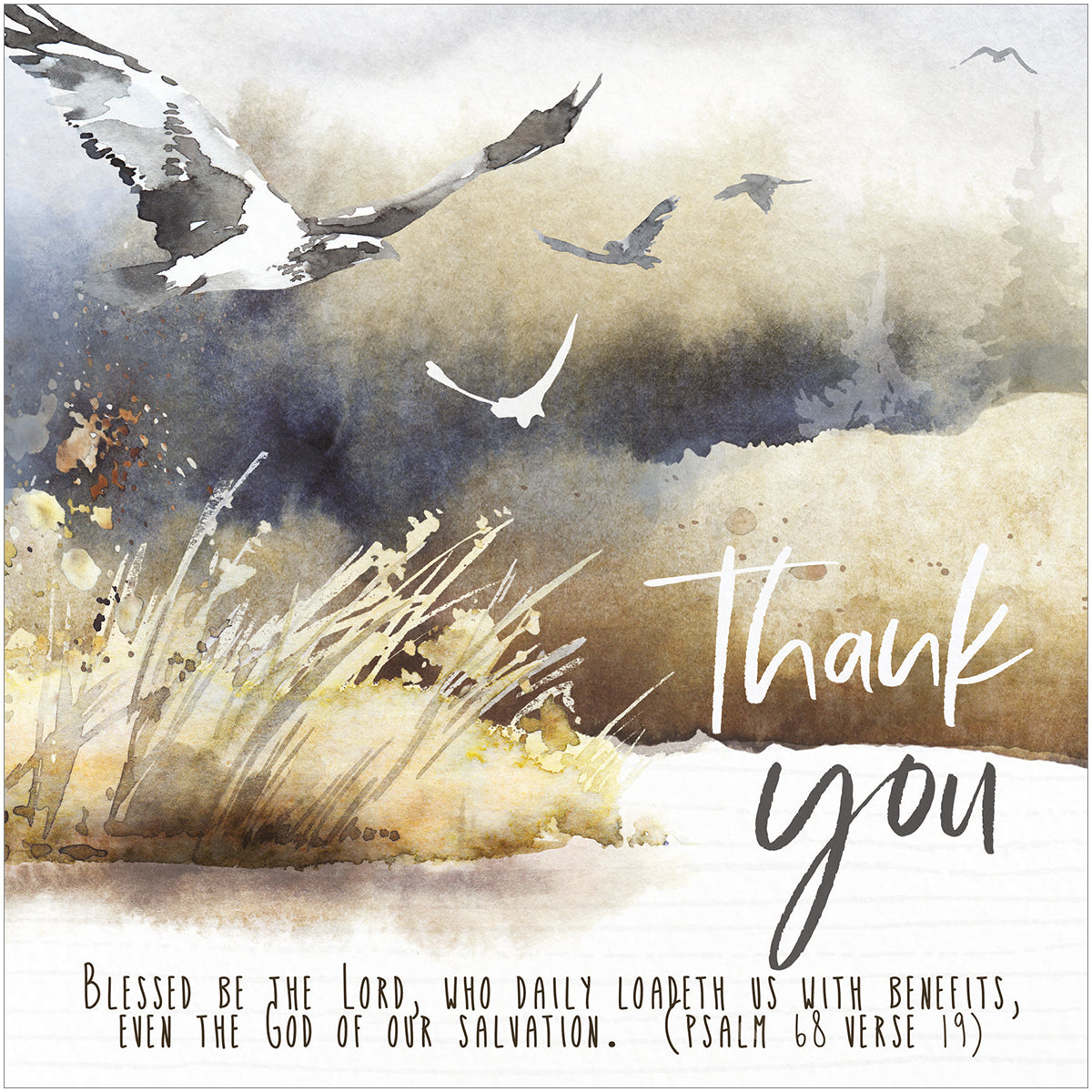 Thank You Card - Birds/Psalm 68:19 - The Christian Gift Company