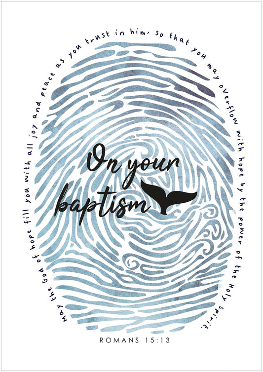 Baptism Card - Fingerprint - The Christian Gift Company