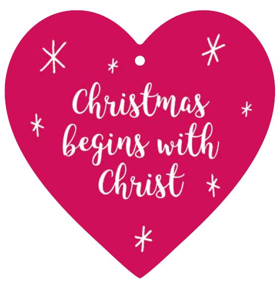 Christmas Begins With Christ Hanging Heart - The Christian Gift Company
