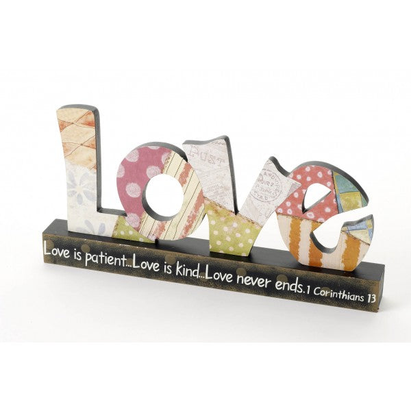 Love is Patient Colourful Table Top Sign - The Christian Gift Company