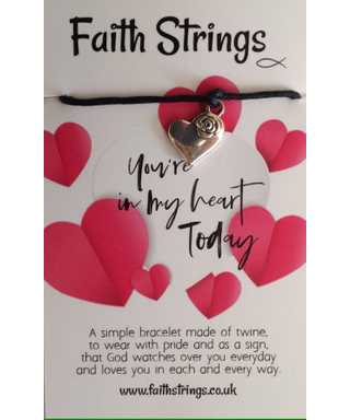 Faith Strings Bracelet - You're In My Heart Today - The Christian Gift Company
