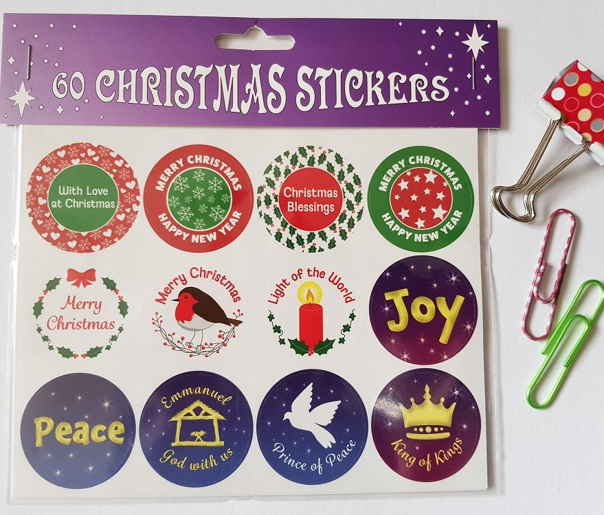 60 Christmas Stickers - The Christian Gift Company