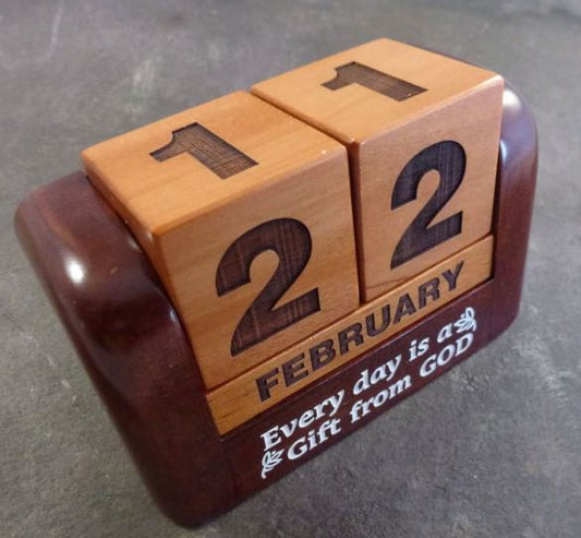 Wooden Perpetual Calendar - Every Day is a Gift - The Christian Gift Company