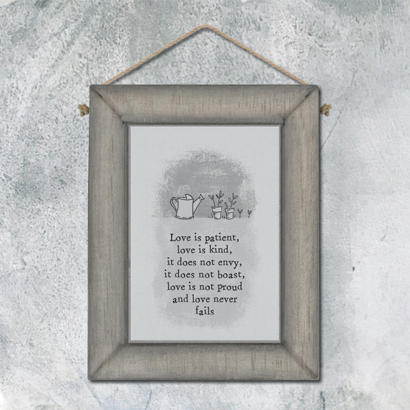 Love Is Patient Grey Frame Picture - The Christian Gift Company