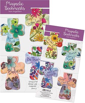 Cross Shaped Magnetic Bookmarks - Floral - The Christian Gift Company