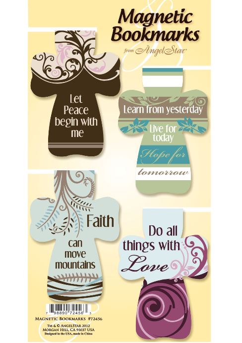 Cross Shaped Magnetic Bookmarks - Love Hope Faith Peace - The Christian Gift Company