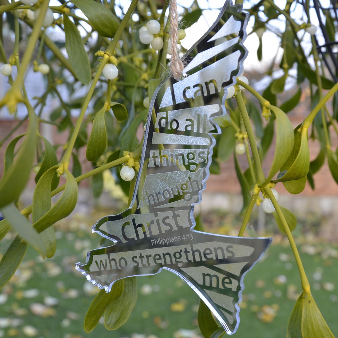 I Can Do All Things Silver Hanging Bird - The Christian Gift Company