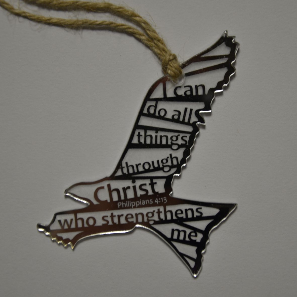 I Can Do All Things Silver Hanging Bird - The Christian Gift Company