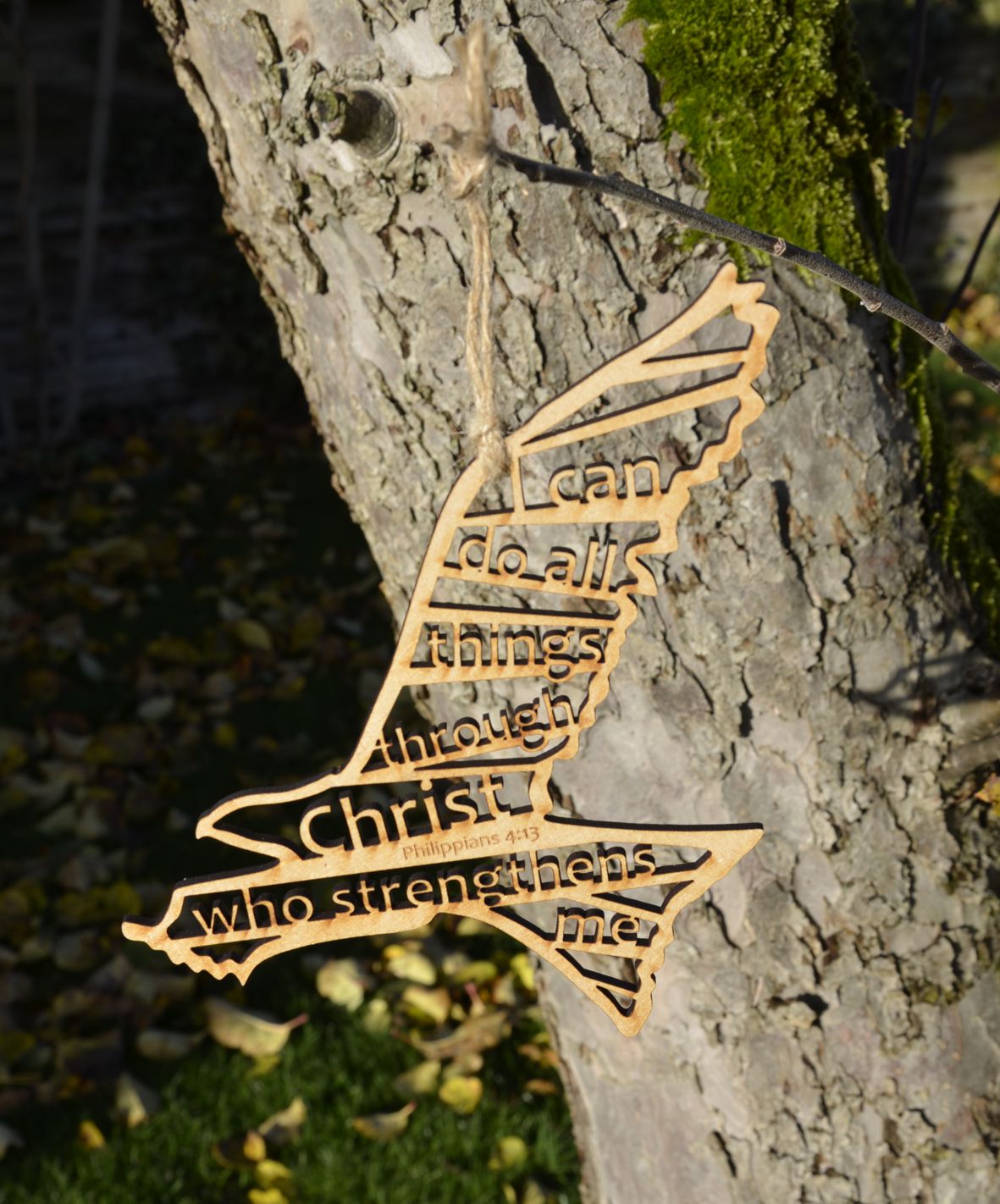 I Can Do All Things Wooden Hanging Bird - The Christian Gift Company