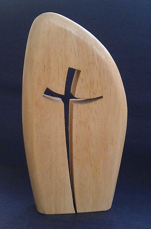 Simple Curved Wooden Cross - The Christian Gift Company