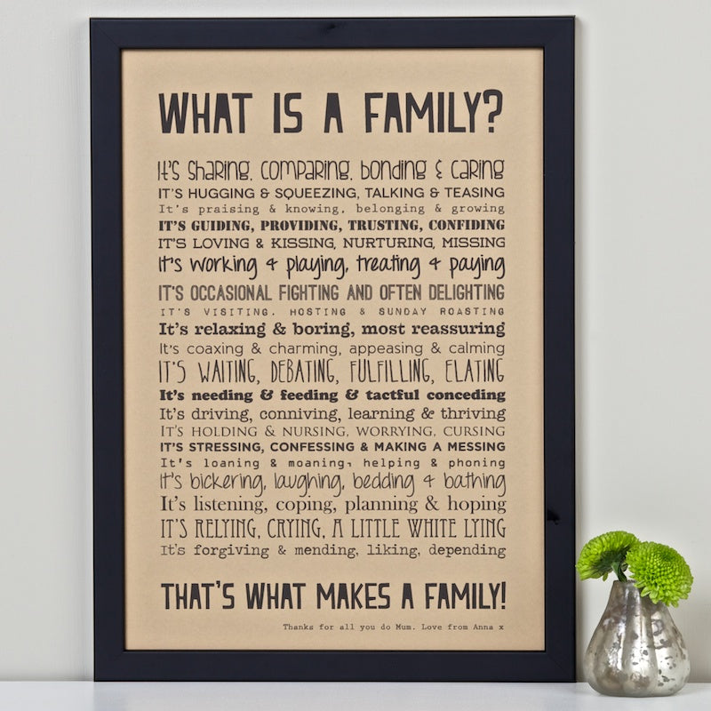 What is a Family? Print Unframed - The Christian Gift Company