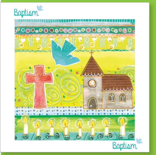 Baptism Red Cross Card - The Christian Gift Company