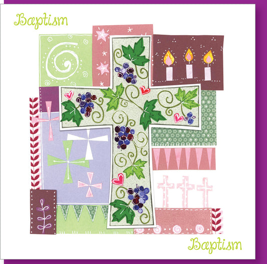 Baptism Vine Pink Card - The Christian Gift Company