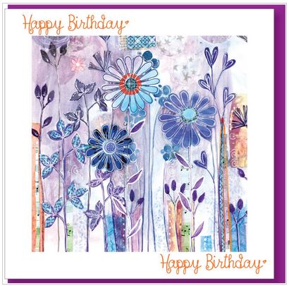 Happy Birthday Card - Purple Flowers - The Christian Gift Company