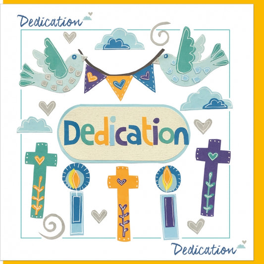 Dedication Card with Doves and Crosses - The Christian Gift Company