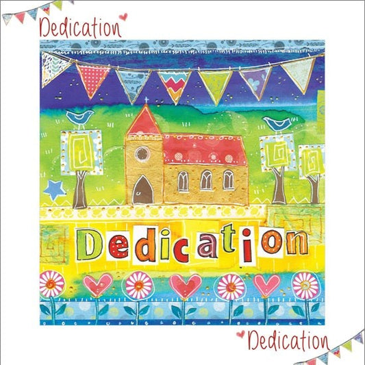 Dedication Card Church And Bunting - The Christian Gift Company