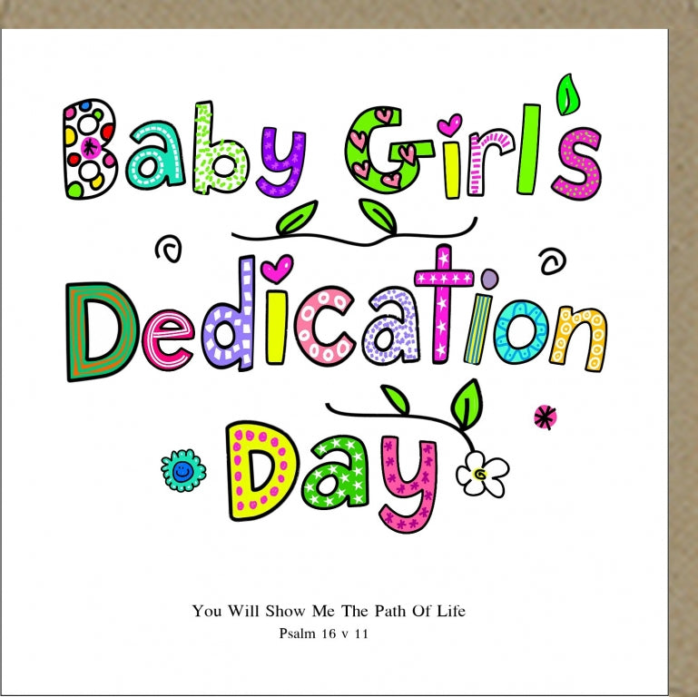 Baby Girl's Dedication Day Card Colourful - The Christian Gift Company