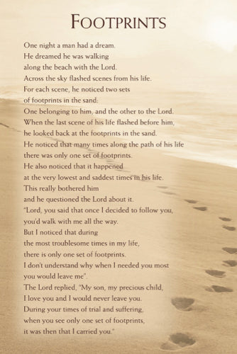 Footprints Poem Card A5 - The Christian Gift Company