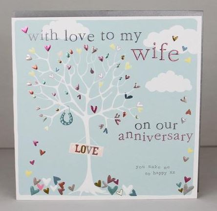 Happy Anniversary Wife Tree Of Hearts Card - The Christian Gift Company