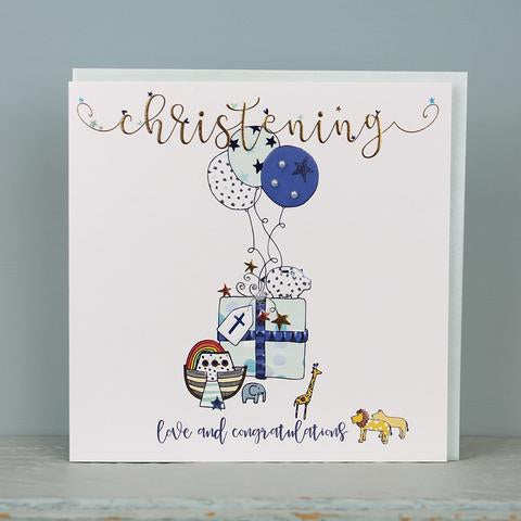 Large Christening Card Blue - The Christian Gift Company