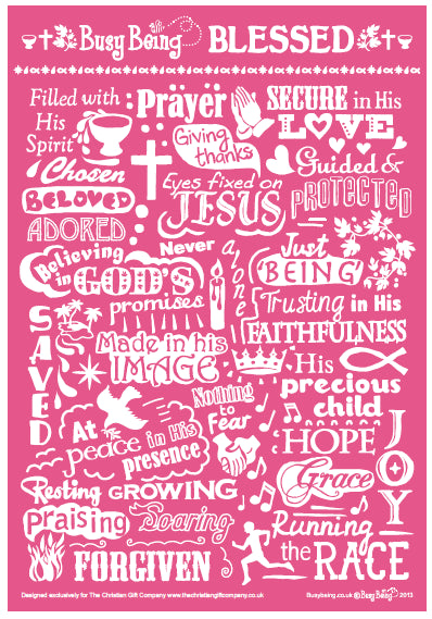 Busy Being Blessed Greetings Card Pink - The Christian Gift Company