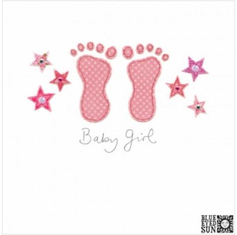Baby Feet Card Blue Or Pink - The Christian Gift Company