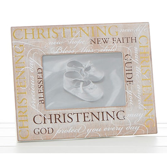 Pale Wooden Christening Frame - The Christian Gift Company