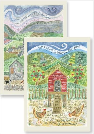 Hannah Dunnett Notecards Under His Wings & Psalm 121 - The Christian Gift Company