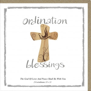 Ordination Blessings Card Wooden Cross - The Christian Gift Company
