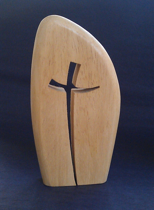 Simple Curved Wooden Cross Diddy Size - The Christian Gift Company