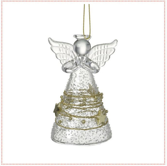 Glass Angel With Gold Star Skirt - The Christian Gift Company