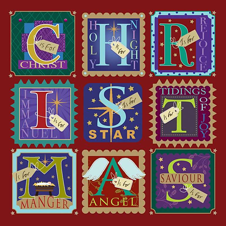 Christmas Cards 10 Pack Christmas Tiles - The Christian Gift Company