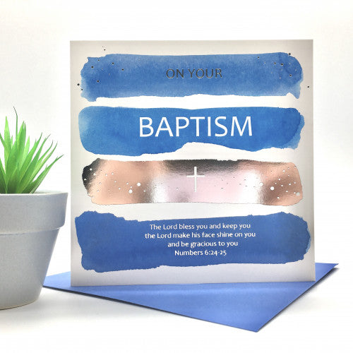Baptism Blessing Card Blue - The Christian Gift Company