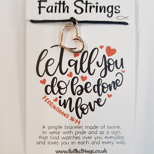 Faith Strings Bracelet - Let All You Do - The Christian Gift Company