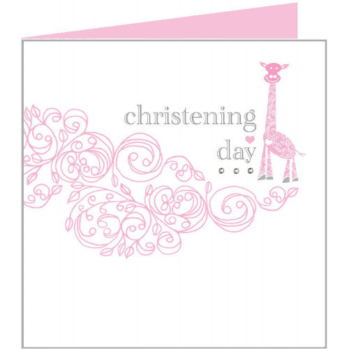 Christening Day Card Pink Giraffe - The Christian Gift Company