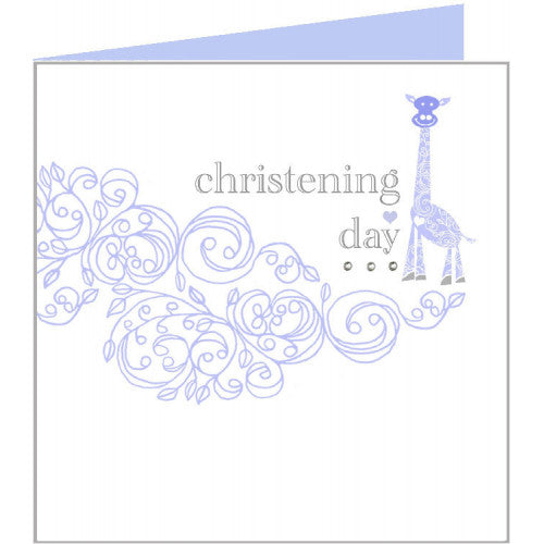 Christening Day Card Blue Giraffe - The Christian Gift Company
