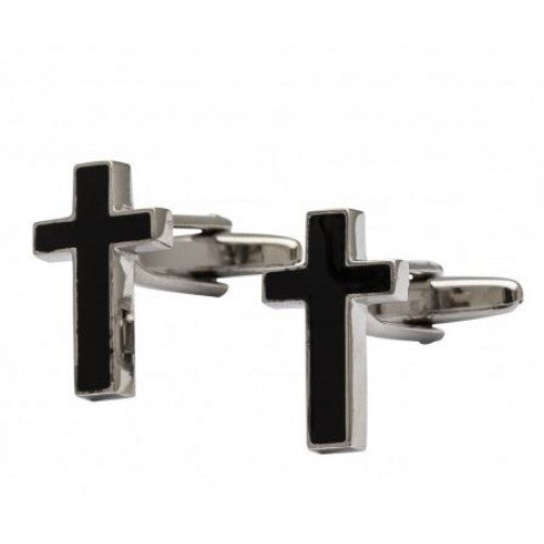 Black Enamel Cross Cufflinks - The Christian Gift Company