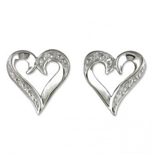 Contoured Heart Earrings With Cubic Zirconia - The Christian Gift Company