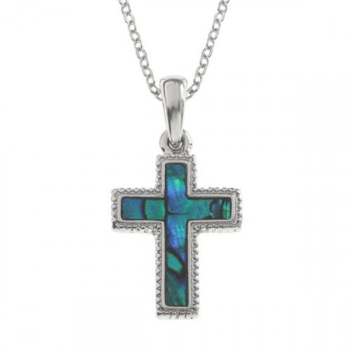 Blue Paua Shell Cross Necklace - The Christian Gift Company