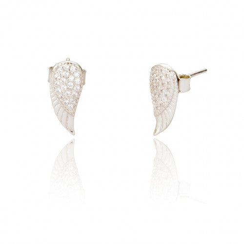 Angel Wing Studs With Cubic Zirconia - The Christian Gift Company