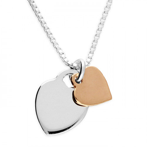 Double Heart Necklace With Rose Gold Plated Heart - The Christian Gift Company
