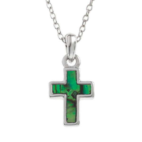 Paua shell green cross necklace - The Christian Gift Company
