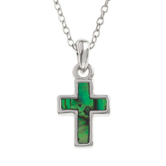 Paua shell green cross necklace - The Christian Gift Company