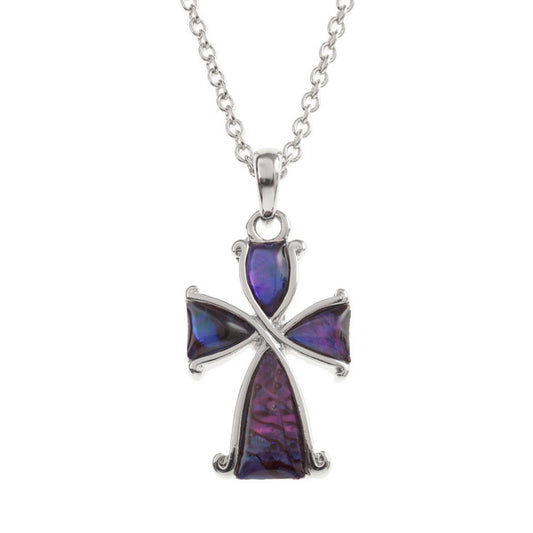 Purple Paua Shell Twist Cross Necklace - The Christian Gift Company